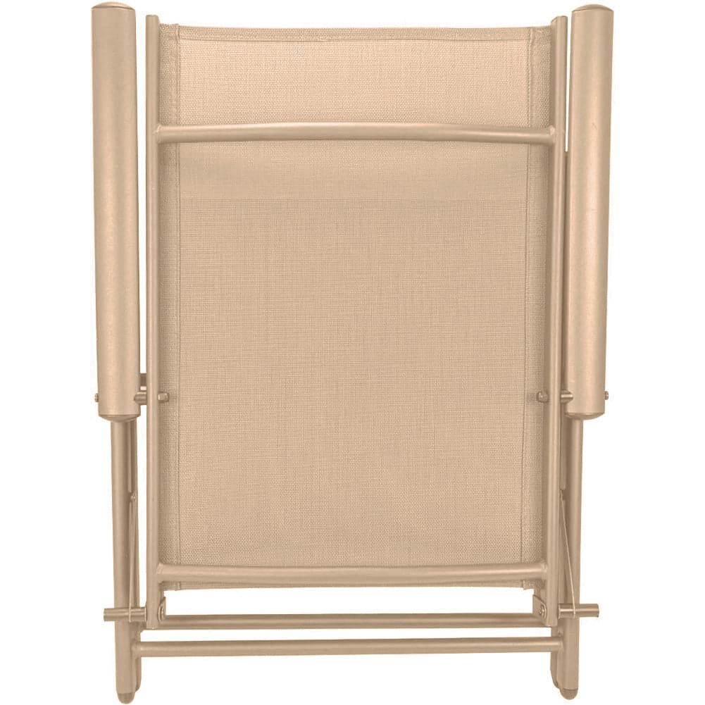 Set 2 Sedie Pieghevoli da Giardino Beige Sdraio da Esterno Tessuto Traspirante