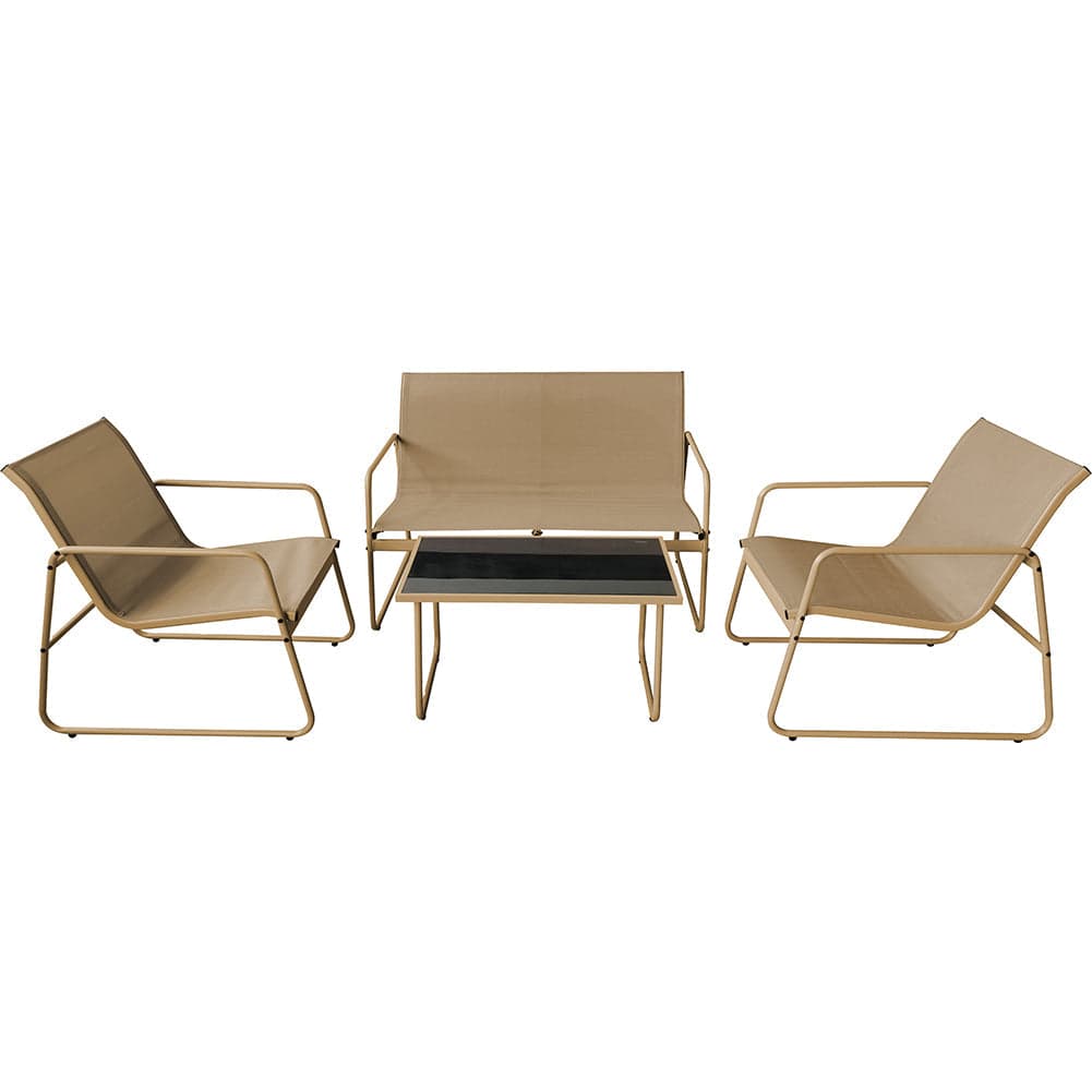 Salotto da Giardino con 2 Sedie Divano e Tavolino Acciaio Resistente Esterno Beige in Divanetti Danyx - Casoria, commercioVirtuoso.it
