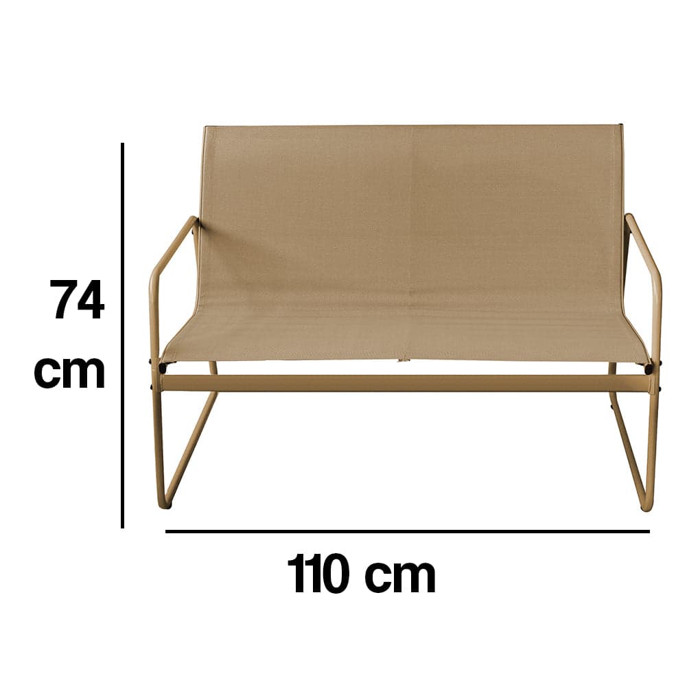 Salotto da Giardino con 2 Sedie Divano e Tavolino Acciaio Resistente Esterno Beige in Divanetti Danyx - Casoria, commercioVirtuoso.it