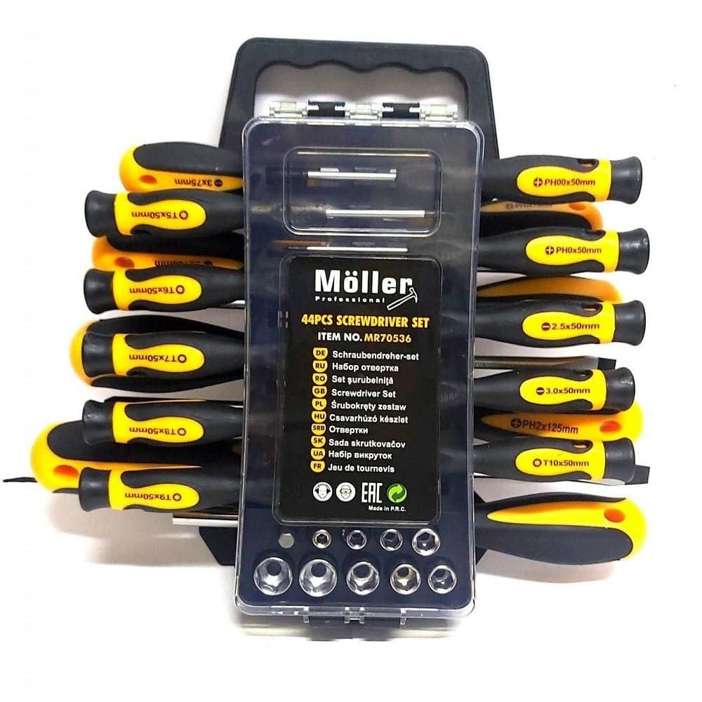 Kit Set Da 44 Pezzi Cacciaviti Torx Esagonali Punte Inserti Bussola