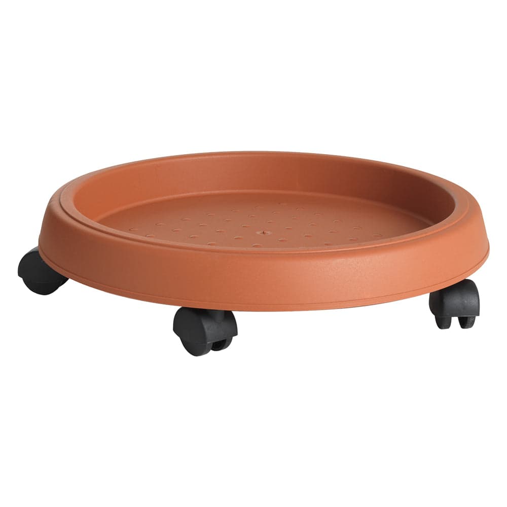 SOTTOVASO CIRCOLARE CON RUOTE Ø 25 cm Colore terracotta. in prodotto EuroStore07 - Alatri, commercioVirtuoso.it