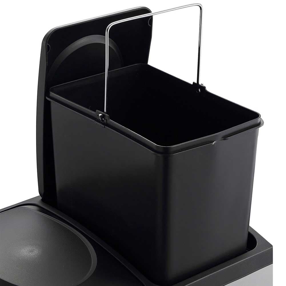 Pattumiera Raccolta Differenziata Acciaio 30LT 2 Scomparti con Pedale Silver Nero in Pattumiere da cucina Danyx - Casoria, commercioVirtuoso.it