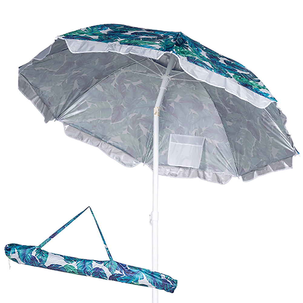 Ombrellone Mare 200cm Antivento con Custodia, Tessuto anti uv 50+ Palo Snodabile