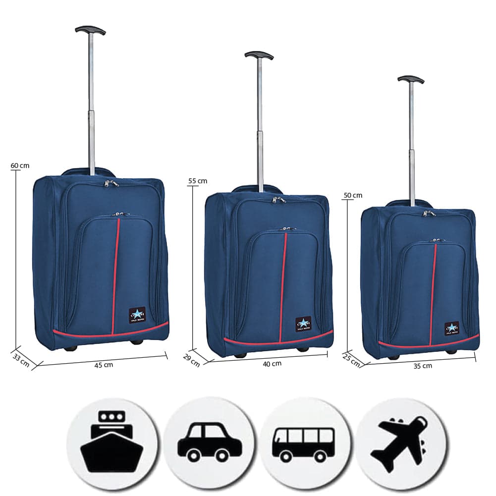 Set 3 Valigie Morbide Trolley da Viaggio Bagaglio a Mano con Ruote h50-55-60 cm in Set di valigie Danyx - Casoria, commercioVirtuoso.it