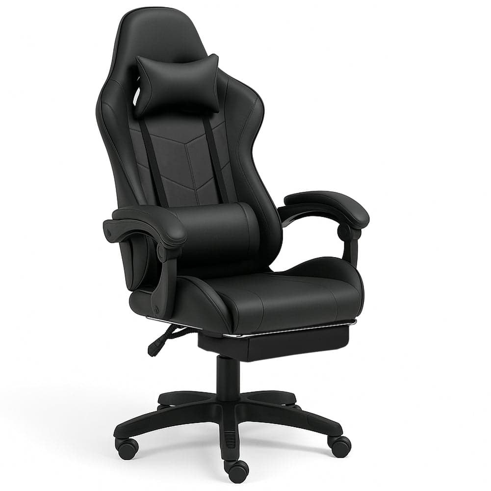 Sedia Gaming Ergonomica Reclinabile in Ecopelle con Poggiapiedi e Cuscini Lombari in Sedie Gaming Danyx - Casoria, commercioVirtuoso.it