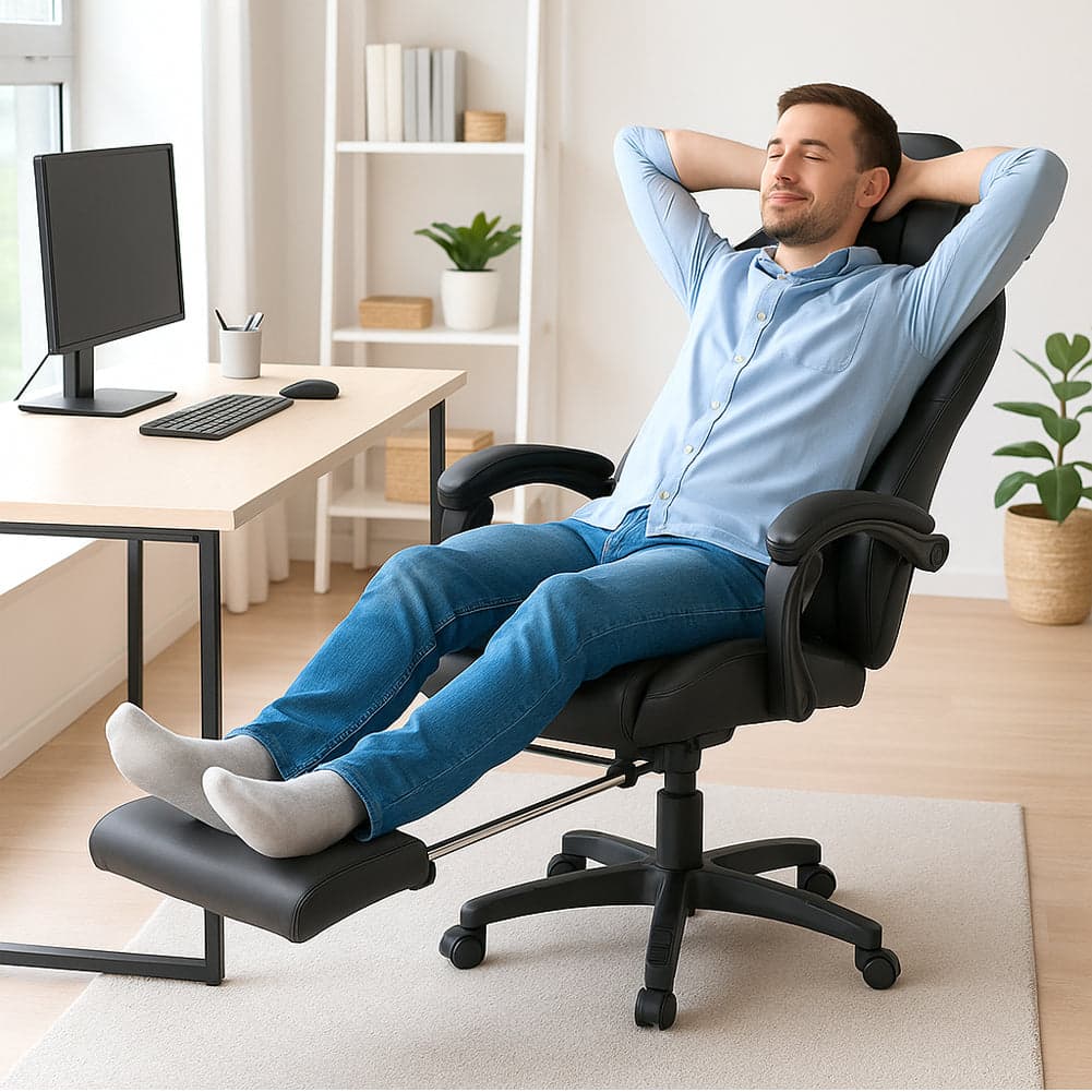 Sedia Gaming Ergonomica Reclinabile in Ecopelle con Poggiapiedi e Cuscini Lombari in Sedie Gaming Danyx - Casoria, commercioVirtuoso.it