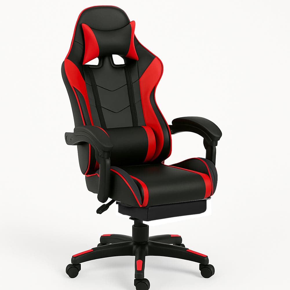 Sedia Gaming Ergonomica Reclinabile in Ecopelle con Poggiapiedi e Cuscini Lombari in Sedie Gaming Danyx - Casoria, commercioVirtuoso.it