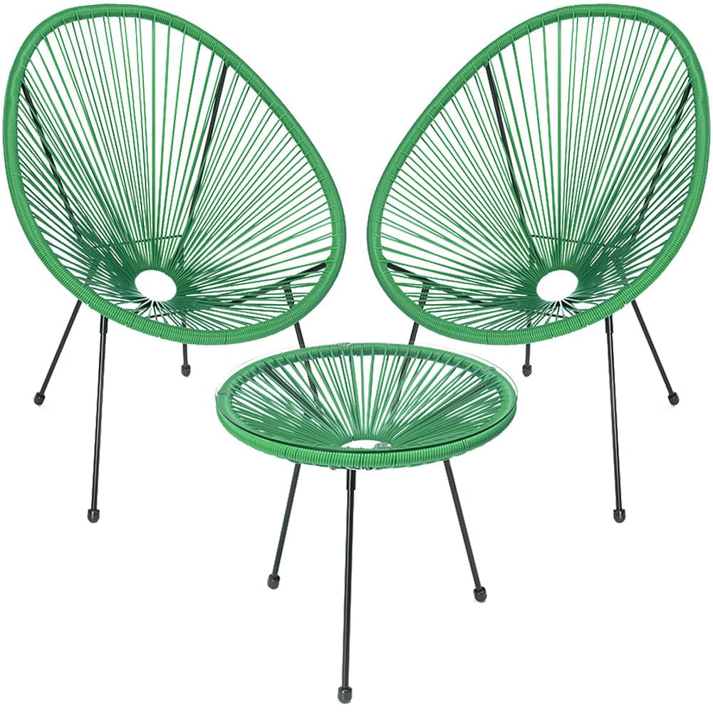 Set Patio in Polyrattan con 2Sedie Tavolino per Giardino Interno Esterno Moderno Verde in Divanetti Danyx - Casoria, commercioVirtuoso.it