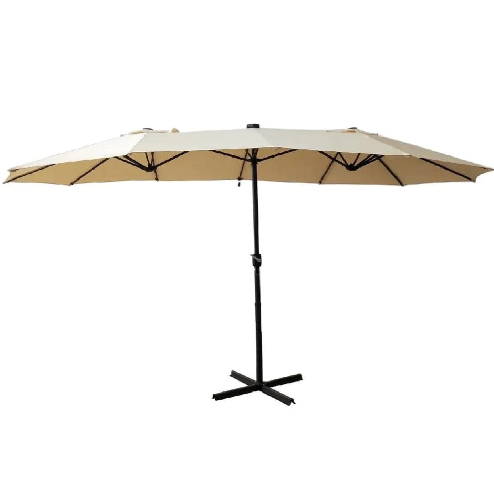 Ombrellone Doppio da Giardino 4.45x2.7m Manovella Copertura Beige UV Acciaio in Ombrelloni Danyx - Casoria, commercioVirtuoso.it