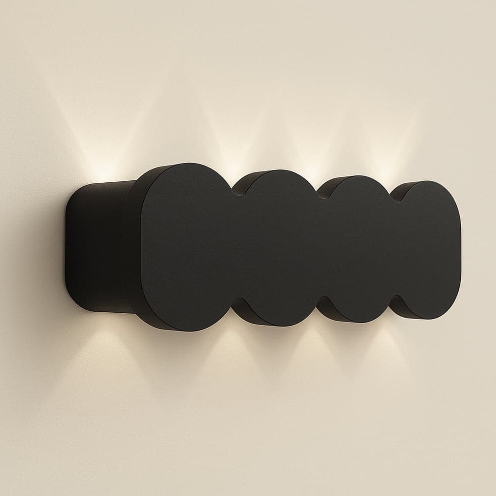 Applique da Muro LED 8 Luci Bianco Freddo Esterno Interno Alluminio 21x8x3 cm Nero