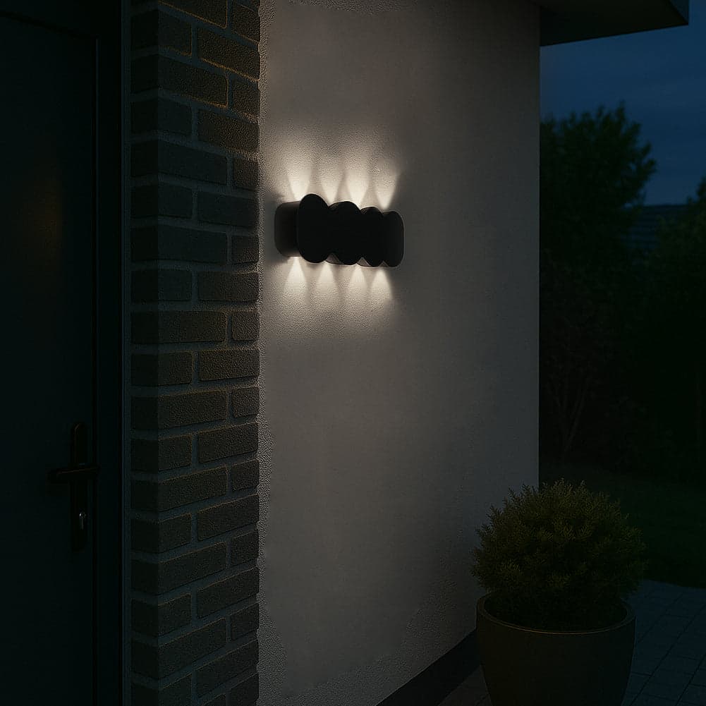 Applique da Muro LED 8 Luci Bianco Freddo Esterno Interno Alluminio 21x8x3 cm Nero in Lampade da parete Danyx - Casoria, commercioVirtuoso.it