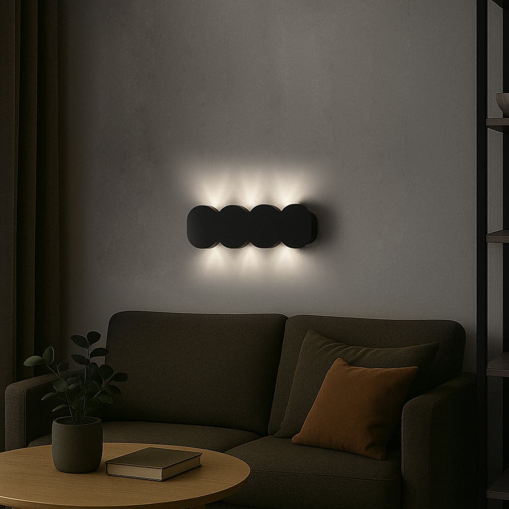 Applique da Muro LED 8 Luci Bianco Freddo Esterno Interno Alluminio 21x8x3 cm Nero in Lampade da parete Danyx - Casoria, commercioVirtuoso.it