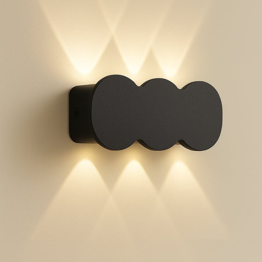Applique da Muro LED 6 Luci Bianco Caldo Esterno Interno Alluminio 15x8x3 cm Nero in Lampade da parete Danyx - Casoria, commercioVirtuoso.it