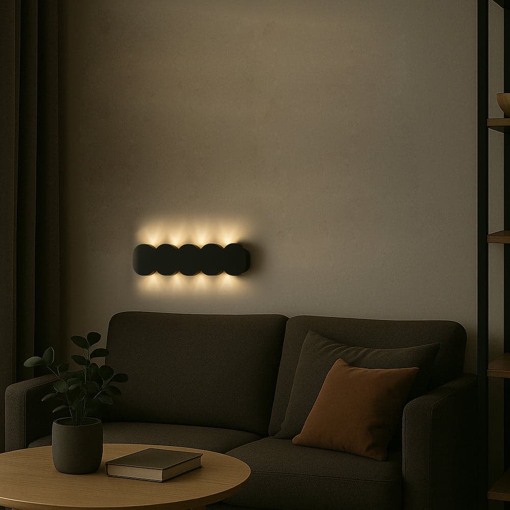 Applique da Muro LED 10Luci Bianco Caldo Esterno Interno Alluminio 26x8x3 cm Nero in Lampade da parete Danyx - Casoria, commercioVirtuoso.it