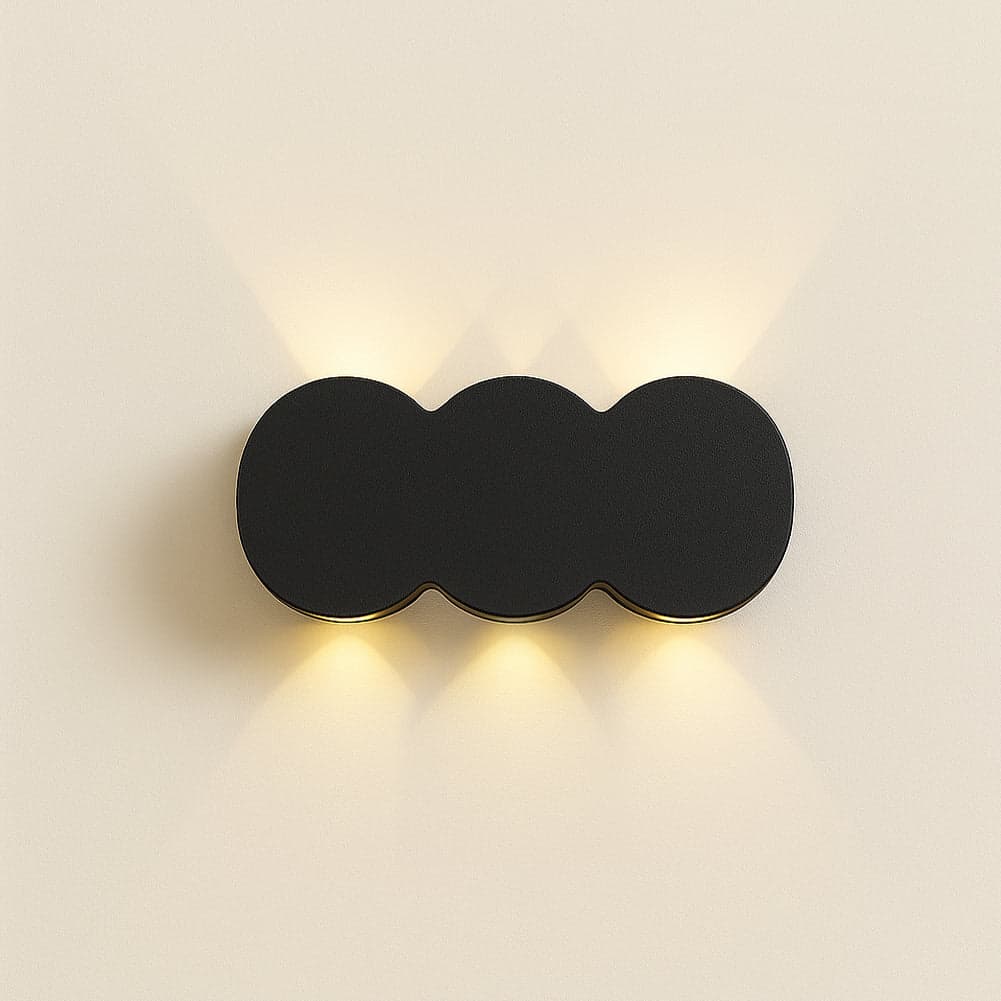 Applique da Muro LED 6 Luci Bianco Caldo Esterno Interno Alluminio 15x8x3 cm Nero
