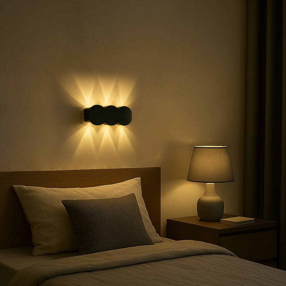 Applique da Muro LED 6 Luci Bianco Caldo Esterno Interno Alluminio 15x8x3 cm Nero in Lampade da parete Danyx - Casoria, commercioVirtuoso.it