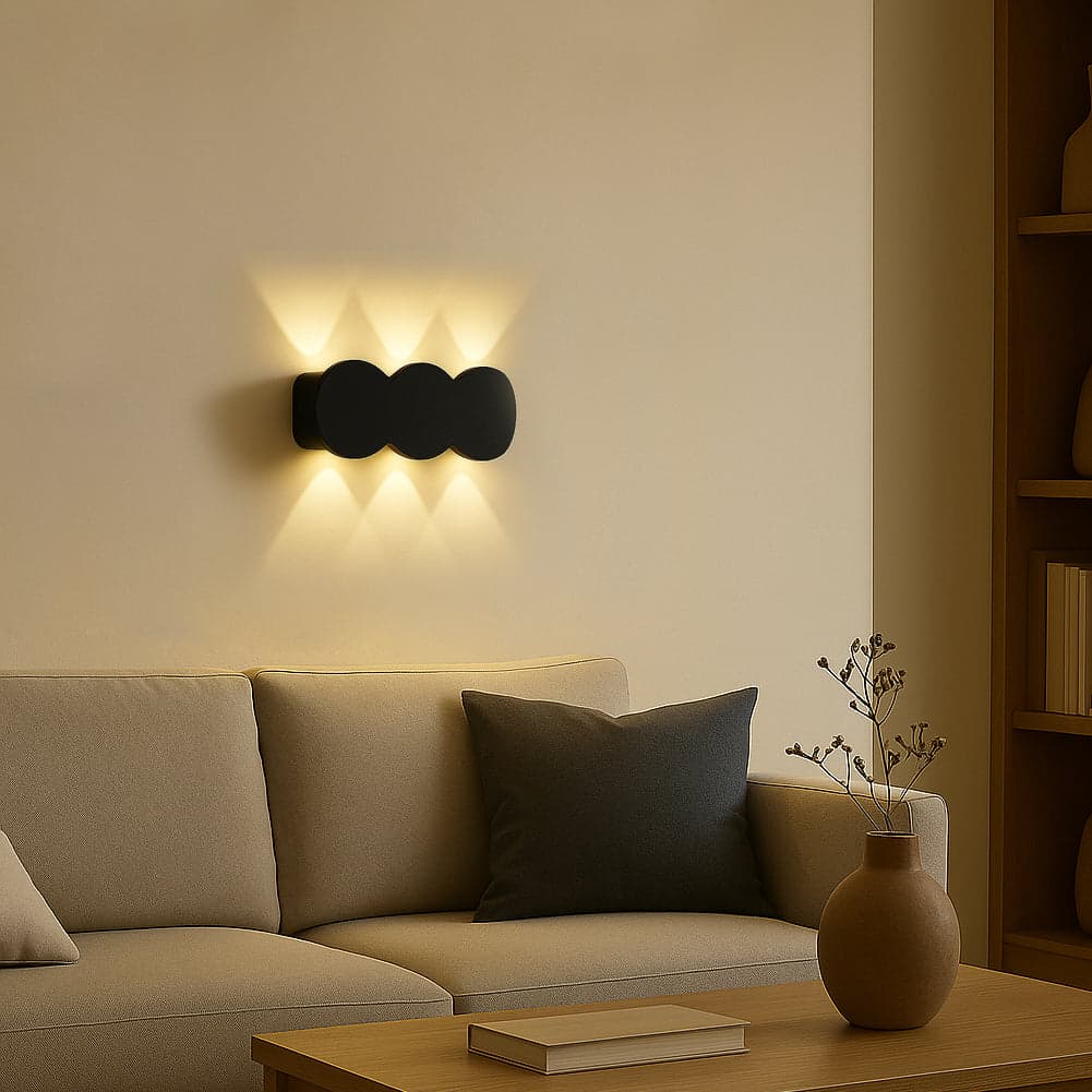 Applique da Muro LED 6 Luci Bianco Caldo Esterno Interno Alluminio 15x8x3 cm Nero in Lampade da parete Danyx - Casoria, commercioVirtuoso.it