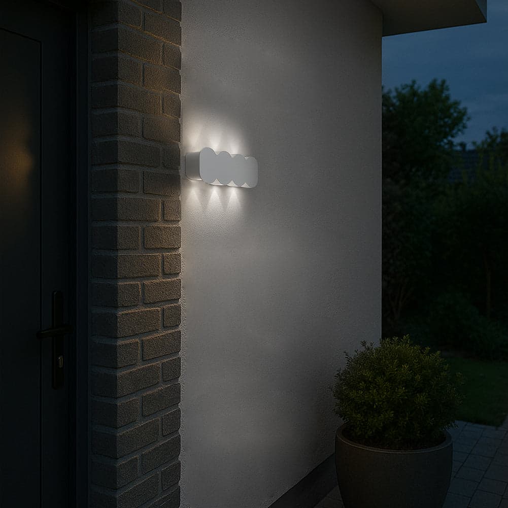 Applique da Muro LED 8 Luci Bianco Freddo Esterno Interno Alluminio 21x8x3 cm Bianco in Lampade da parete Danyx - Casoria, commercioVirtuoso.it