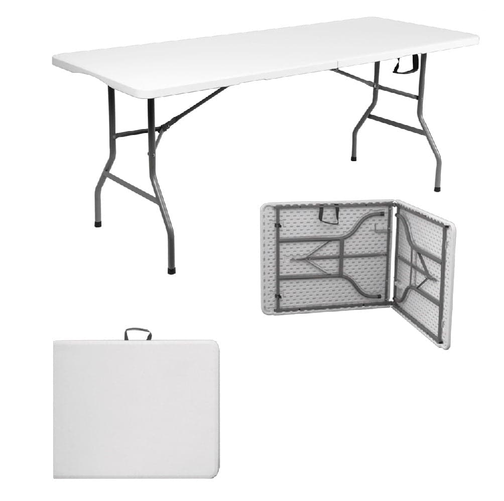Tavolo Pieghevole in Resina HDPE 180x70 H74cm Richiudibile Salvaspazio Bianco in Tavoli standard Danyx - Casoria, commercioVirtuoso.it