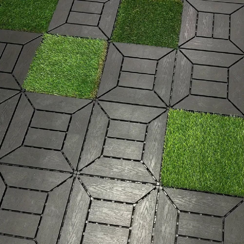 Kit 9 Mattonelle a Incastro per Terrazzo Piastrelle Pavimenti 30x30cm in PVC Antiscivolo in Pavimenti di legno Danyx - Casoria, commercioVirtuoso.it