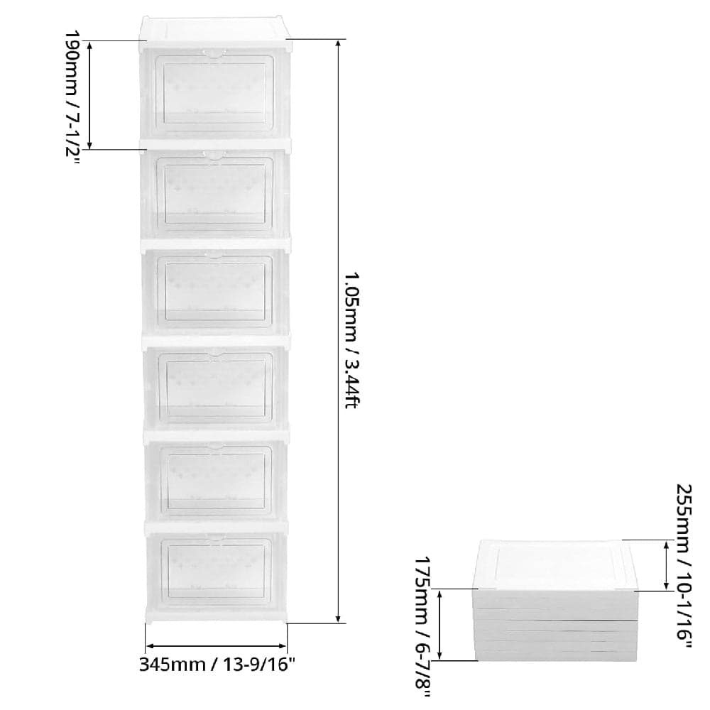 Kit 6 Scatole Portascarpe Impilabili Salvaspazio 34.5x25.5 H105 cm Ventilate Multiuso in Scatole per scarpe e stivali Danyx - Casoria, commercioVirtuoso.it