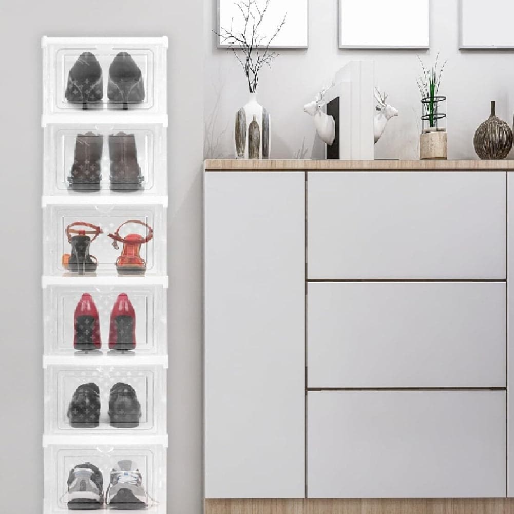 Kit 6 Scatole Portascarpe Impilabili Salvaspazio 34.5x25.5 H105 cm Ventilate Multiuso in Scatole per scarpe e stivali Danyx - Casoria, commercioVirtuoso.it