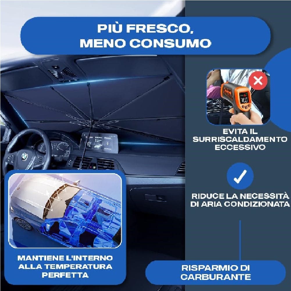 Parasole Auto Protezione Solare Anteriore per Auto Apertura a Ombrello Salvaspazio in Parabrezza Danyx - Casoria, commercioVirtuoso.it