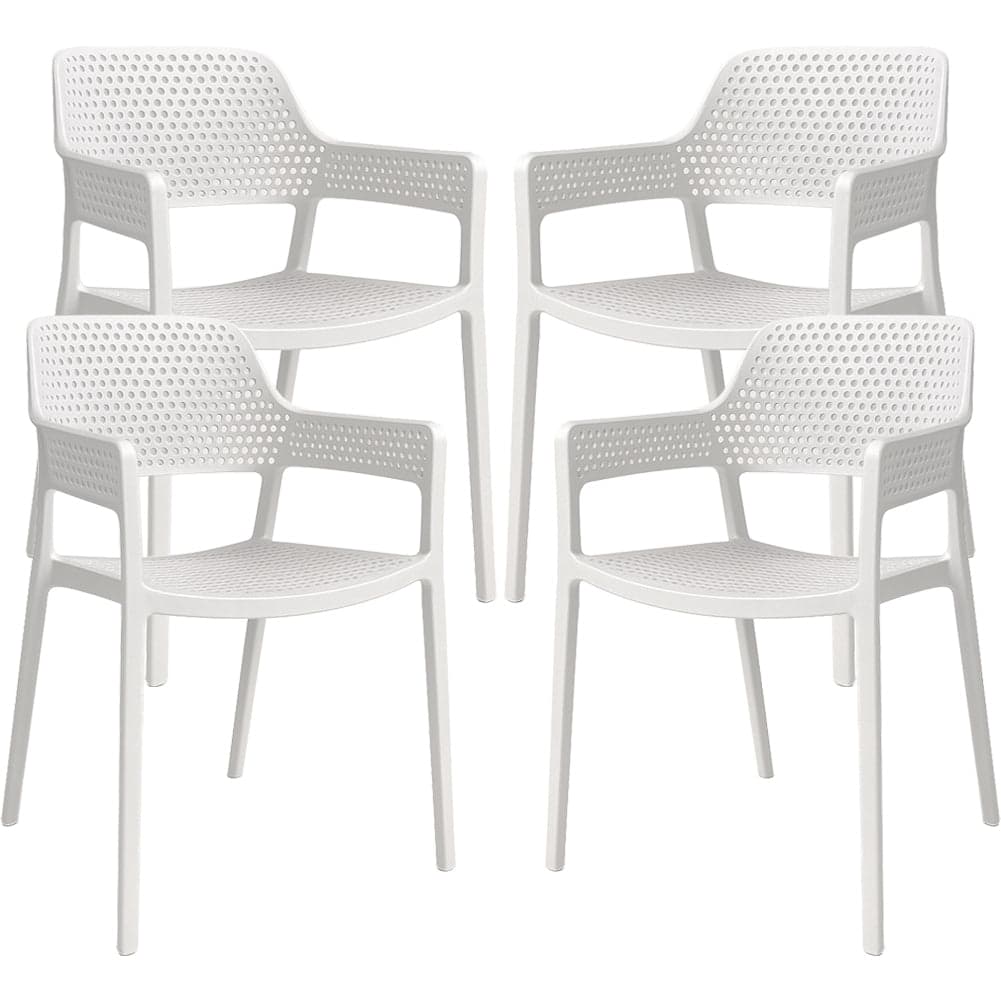 Set 4 Sedie Ergonomiche in Polipropilene Bianco con Schienale e Seduta Forati