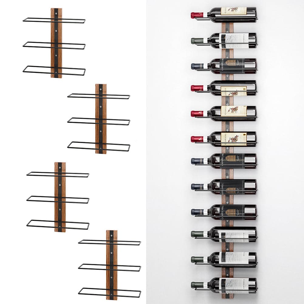 Set 4 Portabottiglie da Muro in Ferro e Legno Stile Industriale per vino da 750 ml in Porta bottiglie da vino Danyx - Casoria, commercioVirtuoso.it