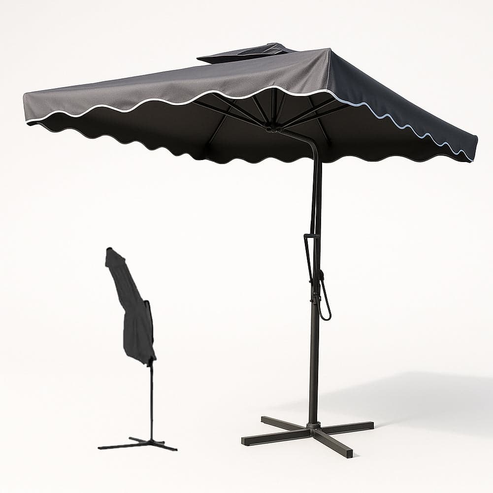 Ombrellone Giardino Decentrato 2,5mt Grigio con pendente Palo Metallo Gazebo