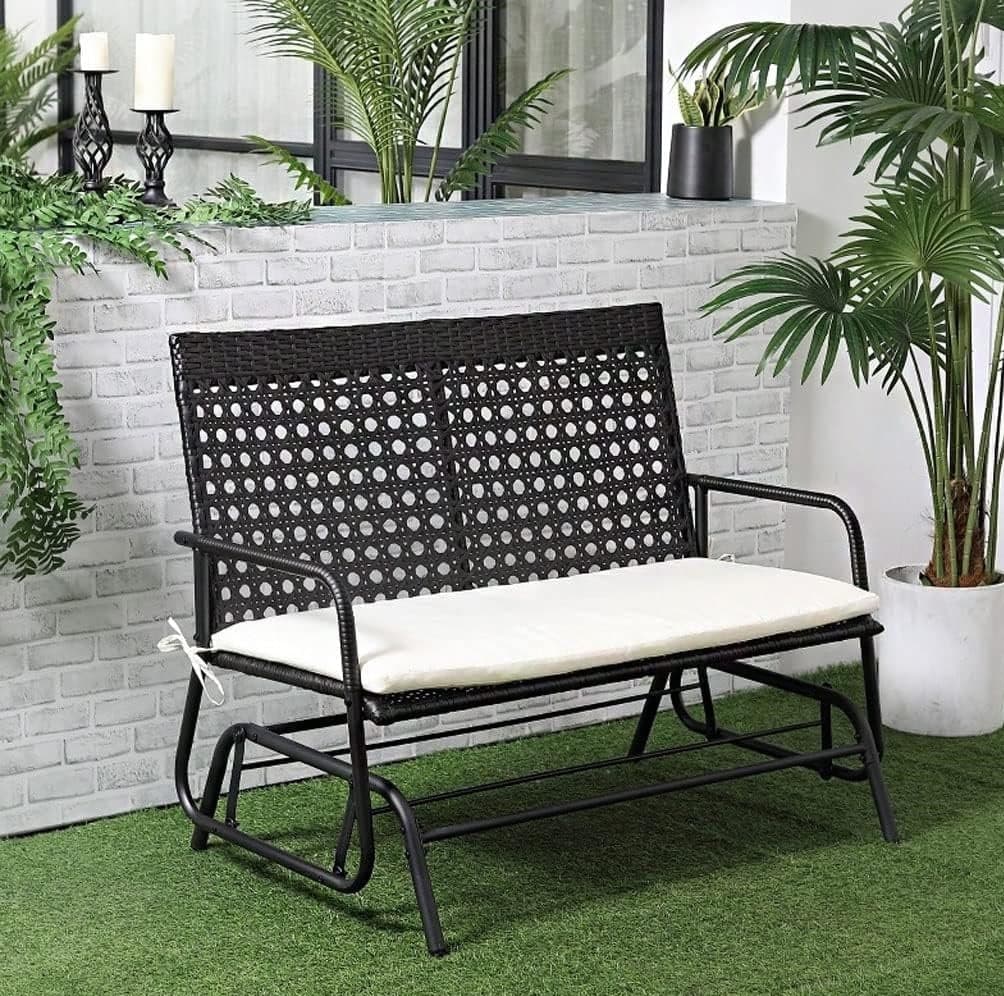 Panchina a Dondolo 2Posti in Rattan per Esterno Giardino con Struttura in Acciaio in Panche Danyx - Casoria, commercioVirtuoso.it