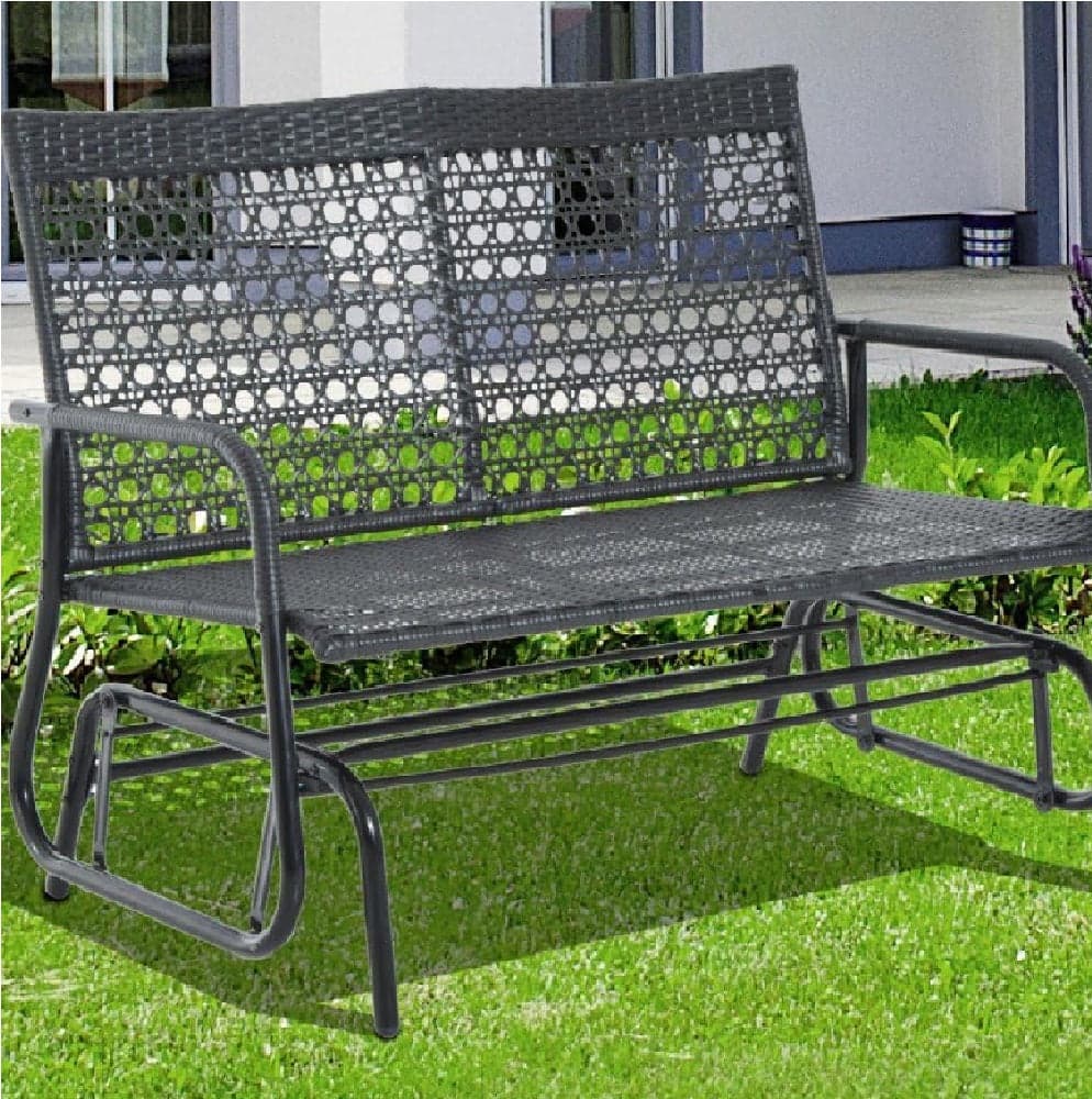 Panchina a Dondolo 2Posti in Rattan per Esterno Giardino con Struttura in Acciaio in Panche Danyx - Casoria, commercioVirtuoso.it