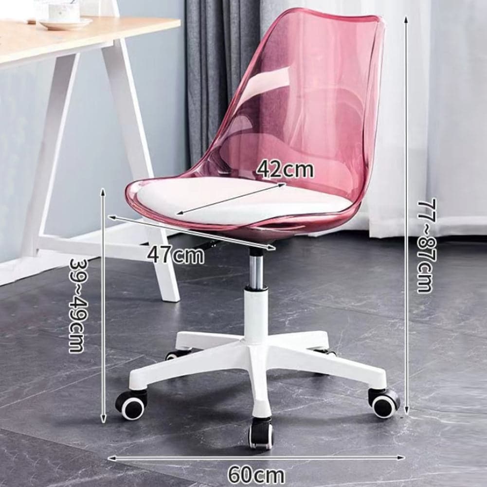 Sedia Scrivania Ufficio 5 ruote e Schienale Trasparente Poltroncina Moderna Rosa in Sedie da scrivania Danyx - Casoria, commercioVirtuoso.it