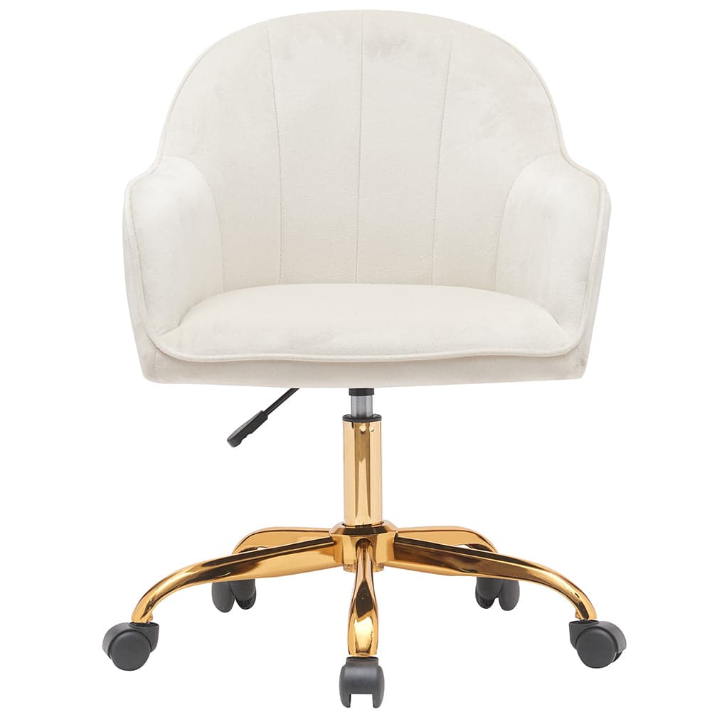 Sedia Poltrona Girevole Casa Ufficio in Velluto Crema e Metallo Oro 5 ruote Elegante in Sedie da scrivania Danyx - Casoria, commercioVirtuoso.it