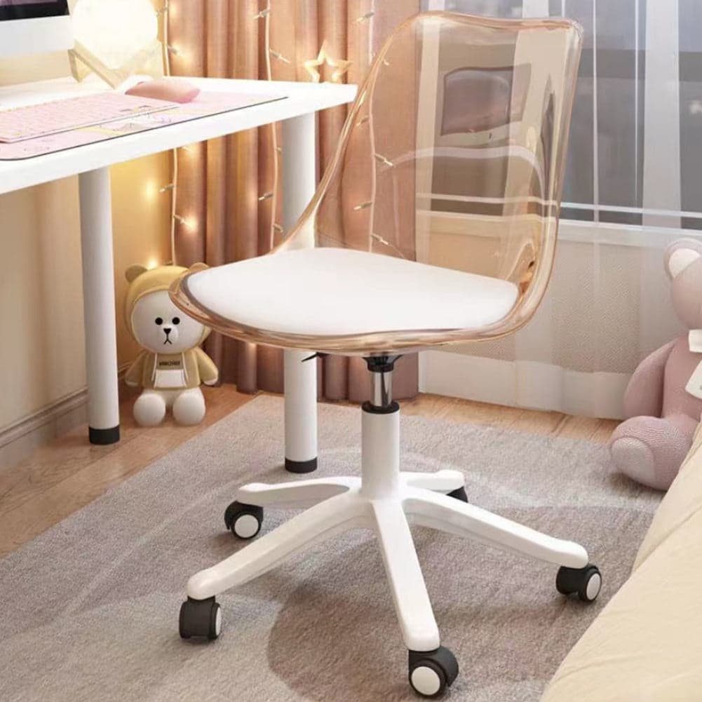 Sedia Scrivania Ufficio 5 ruote e Schienale Trasparente Poltroncina Moderna Beige in Sedie da scrivania Danyx - Casoria, commercioVirtuoso.it