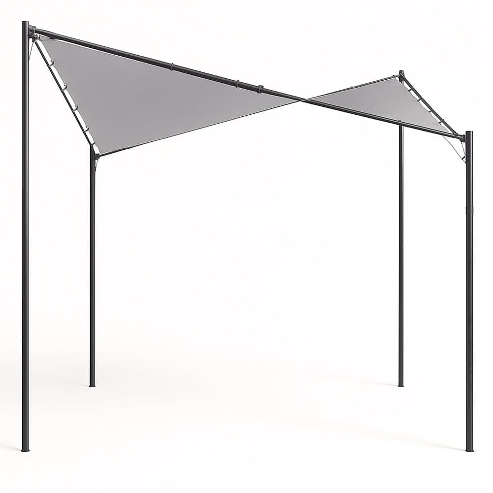 Gazebo a Vela da Giardino Esterno Bar 4x4 Metri Grigio Telo Copertura Farfalla