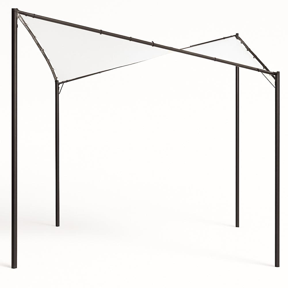 Gazebo a Vela da Giardino Esterno Bar 4x4 Metri Bianco Telo Copertura Farfalla