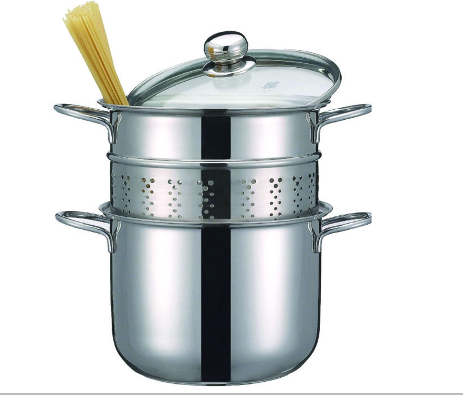 PASTAIOLA HOTPOT IN ACCIAIO INOX 18/10 ANCHE INDUZIONE COPERCHIO VETRO- cm.20 in prodotto EuroStore07 - Alatri, commercioVirtuoso.it