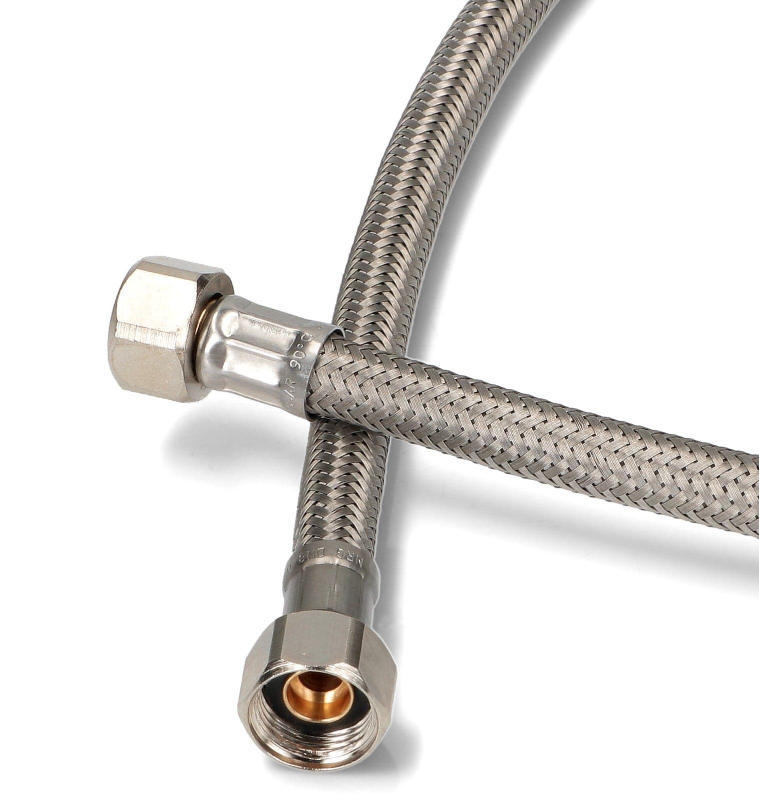 TUBO MACCHINA CAFFÈ FLEX INOX DN8 X2552IU 1000 mm F/F, 3/8'' dritto max 90°C. in prodotto EuroStore07 - Alatri, commercioVirtuoso.it
