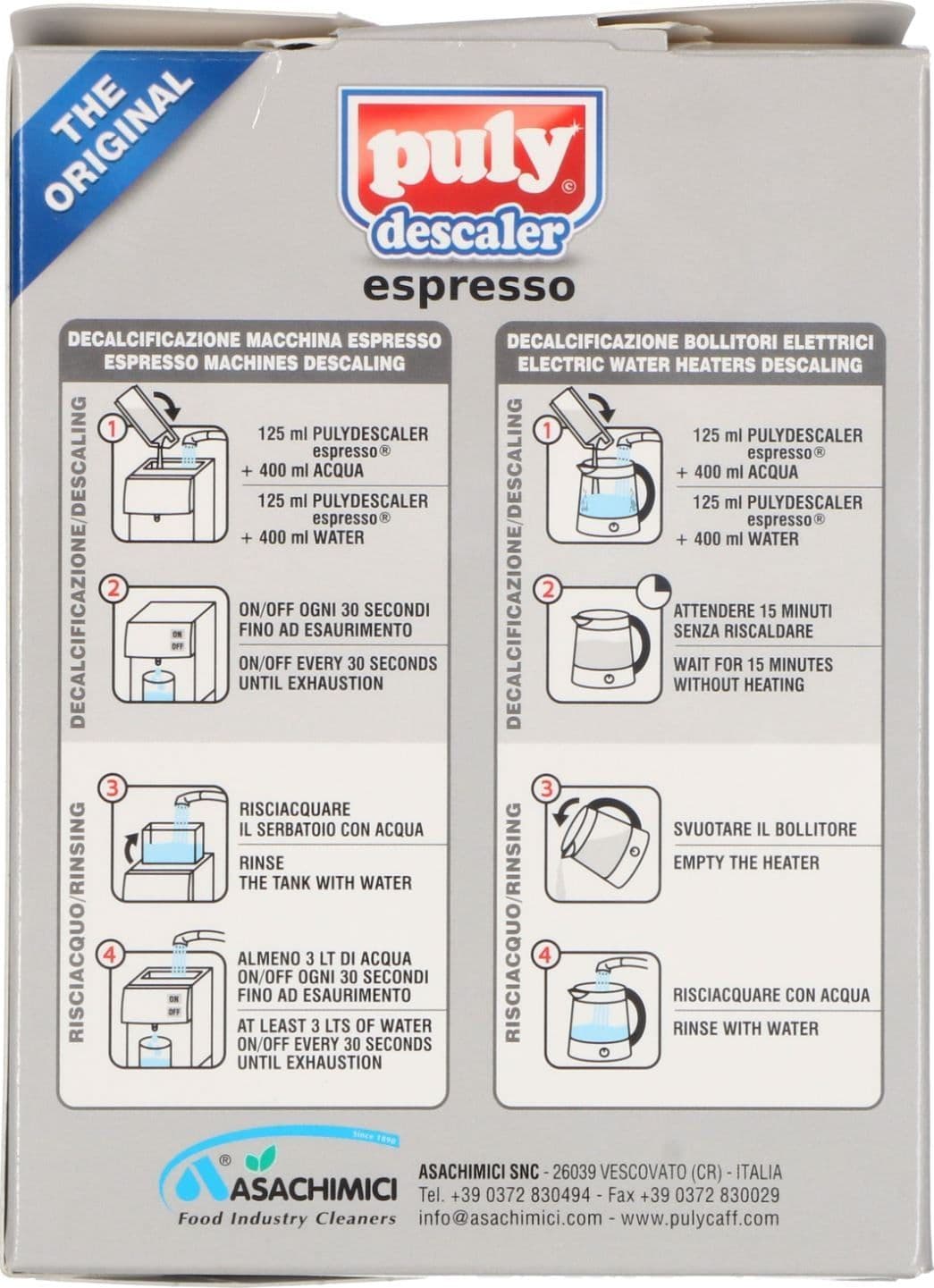 DECALCIFICANTE MACCHINA CAFFÈ / BOLLITORI ELETTRICI PULY DESCALER 2pz 125ml in prodotto EuroStore07 - Alatri, commercioVirtuoso.it