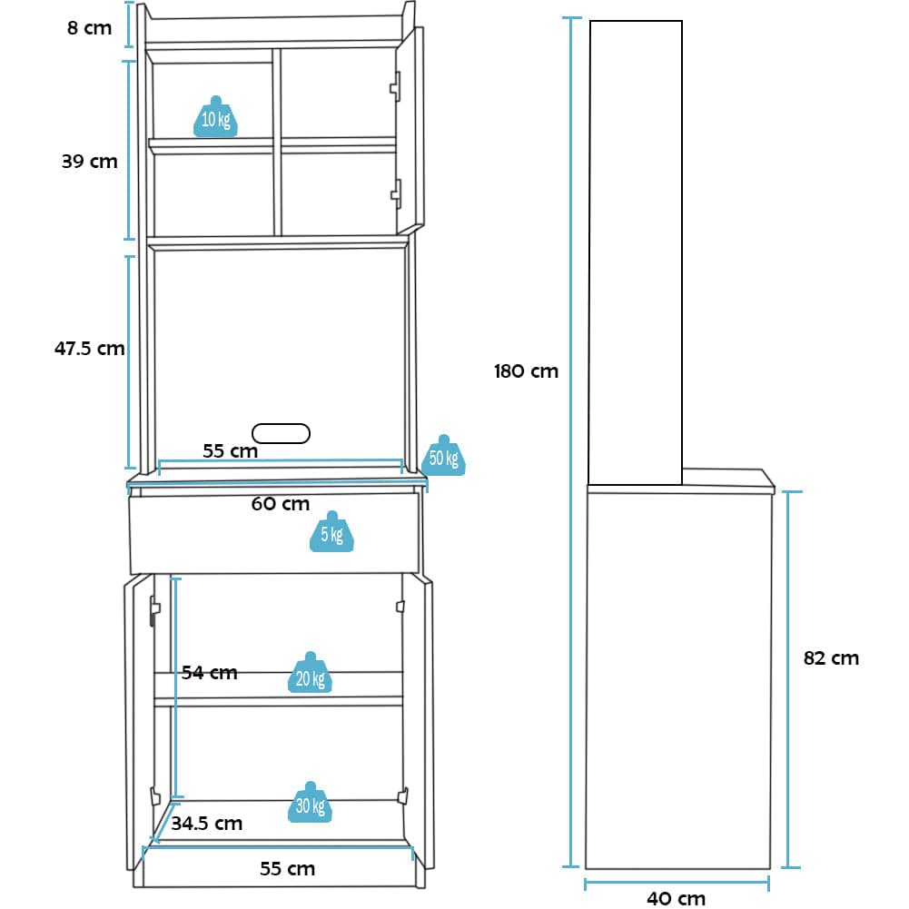 Armadio da Cucina Alto Credenza Multiuso Mobile Salvaspazio Bianco e Quercia in Mobili a colonna Esplodia - Napoli, commercioVirtuoso.it