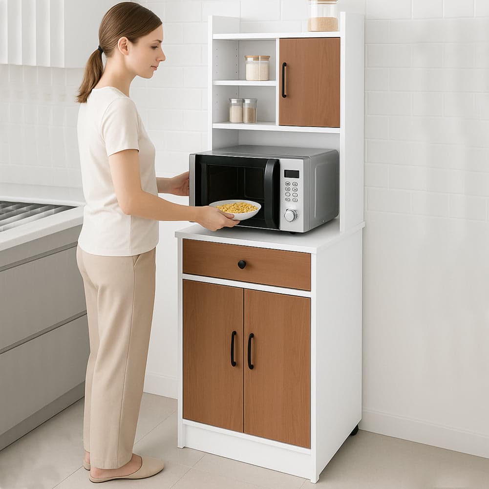 Armadio da Cucina Alto Credenza Multiuso Mobile Salvaspazio Bianco e Quercia in Mobili a colonna Esplodia - Napoli, commercioVirtuoso.it