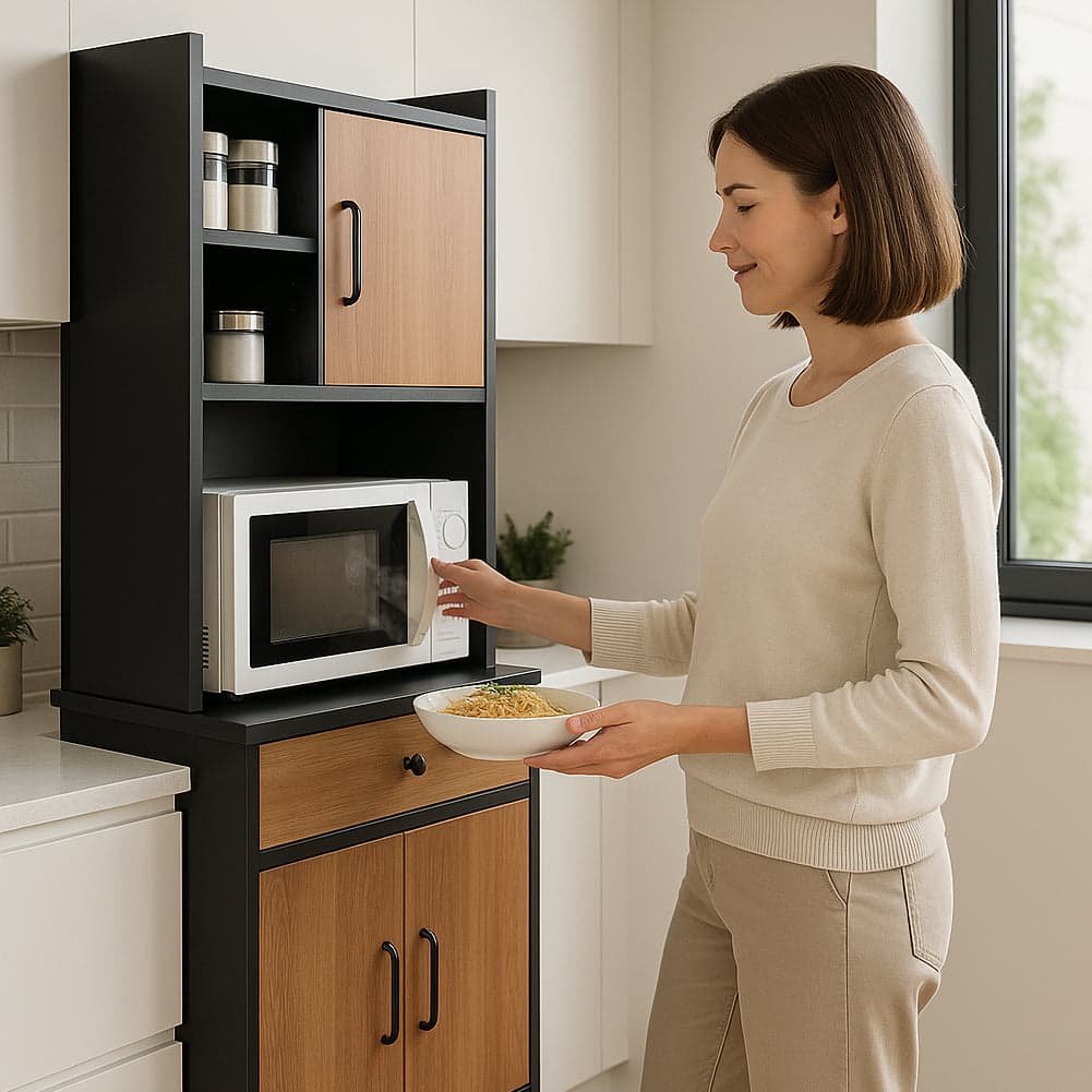 Armadio da Cucina Alto Credenza Multiuso Mobile Salvaspazio Nero e Quercia in Credenze e buffet Esplodia - Napoli, commercioVirtuoso.it