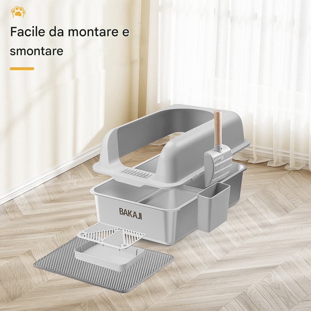 Lettiera per Gatti Acciaio con Tappetino e Pedana Anti Sabbiolina Capacità 35L in Contenitori per lettiere e cassette igieniche Esplodia - Napoli, commercioVirtuoso.it