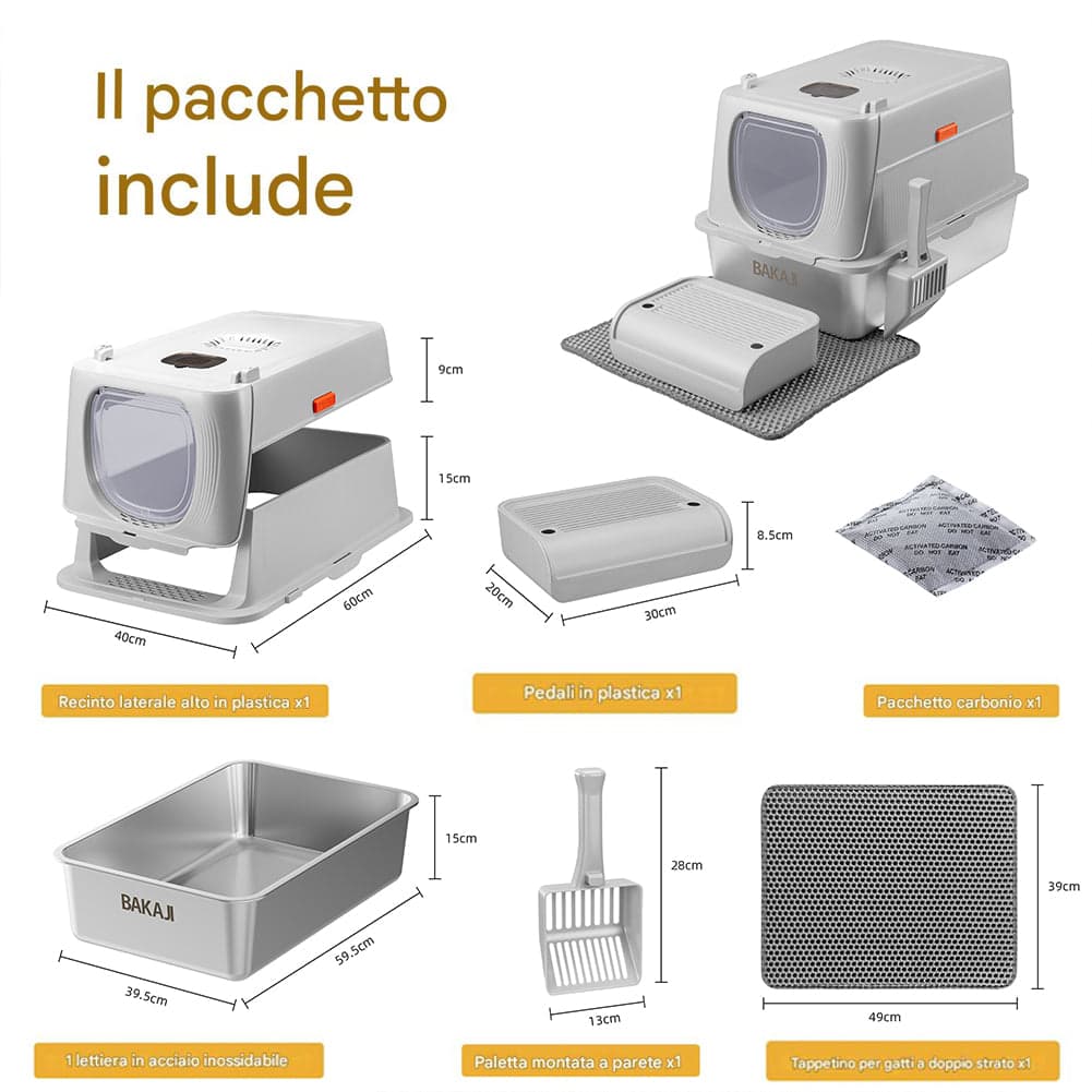Lettiera per Gatti in Acciaio 35 L con Filtro Antiodore e Pedaliera Anti Sabbia in Contenitori per lettiere e cassette igieniche Esplodia - Napoli, commercioVirtuoso.it