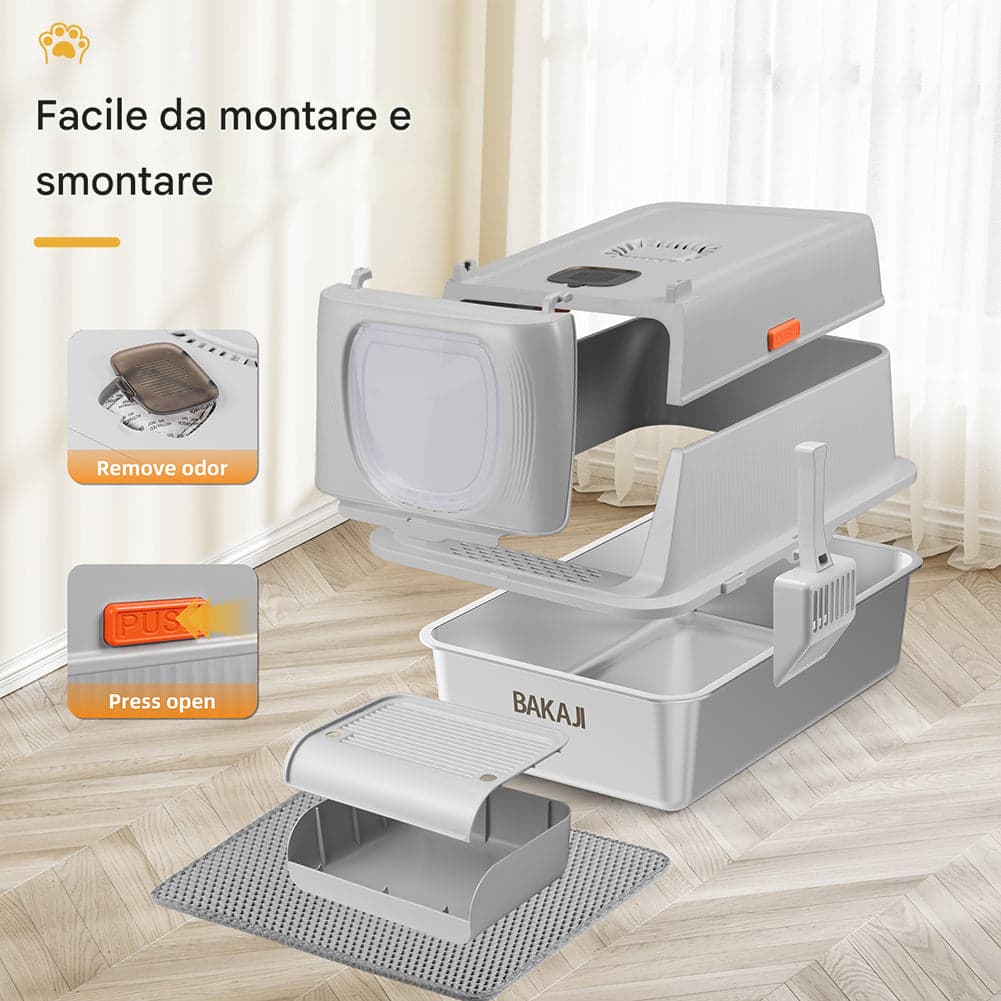Lettiera per Gatti in Acciaio 35 L con Filtro Antiodore e Pedaliera Anti Sabbia in Contenitori per lettiere e cassette igieniche Esplodia - Napoli, commercioVirtuoso.it