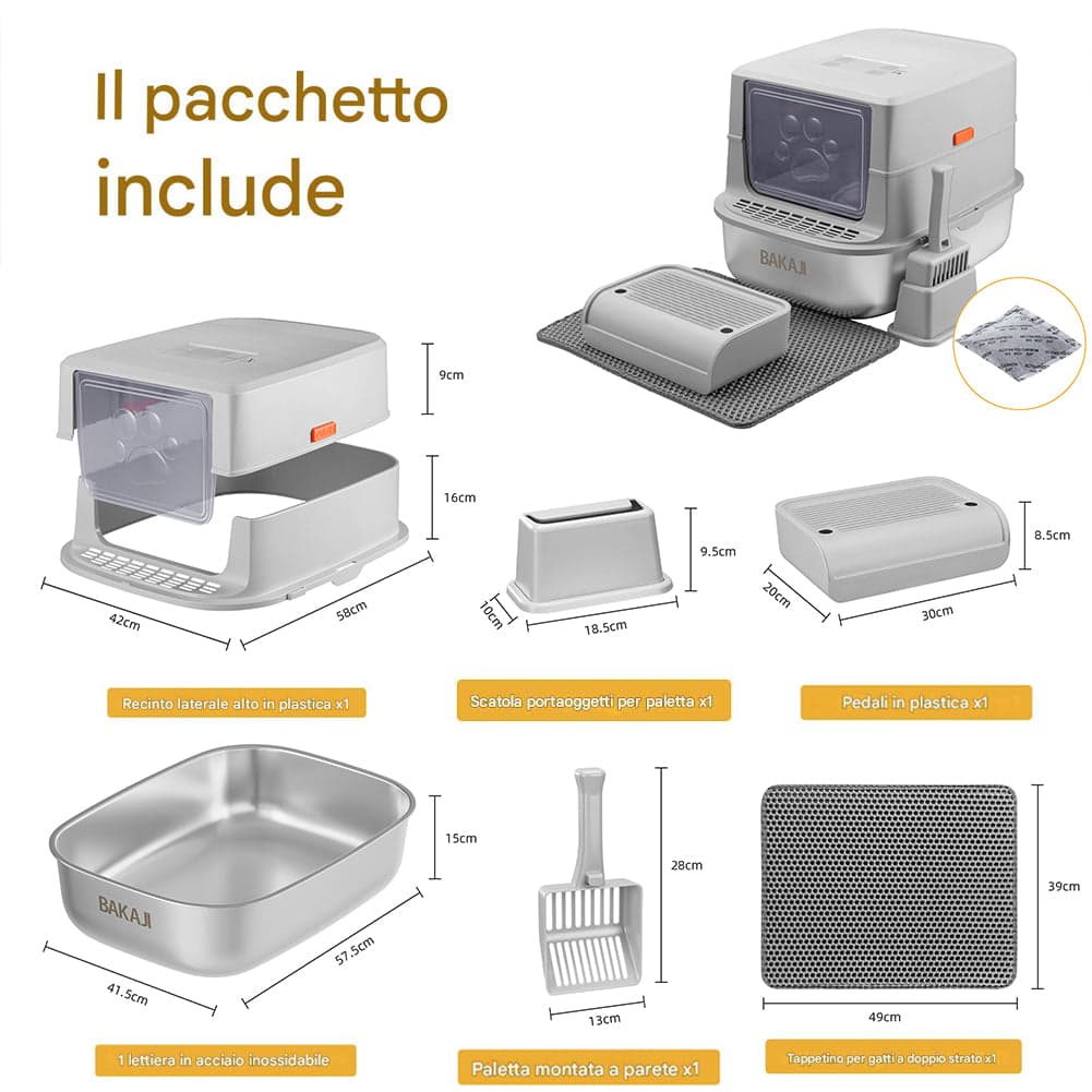 Lettiera per Gatti in Acciaio 36 Litri con Paletta e Pedana Raccogli Sabbiolina in Contenitori per lettiere e cassette igieniche Esplodia - Napoli, commercioVirtuoso.it