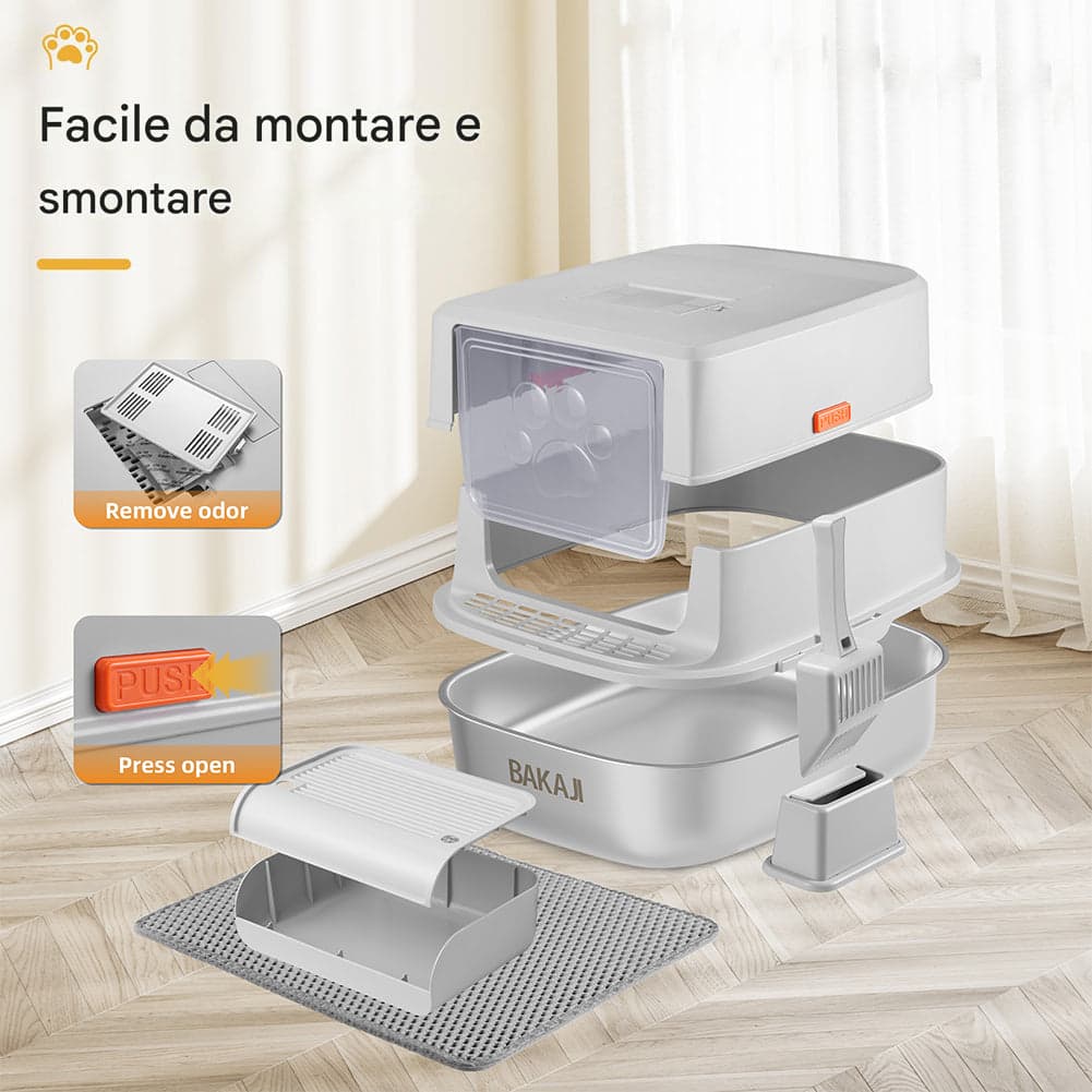 Lettiera per Gatti in Acciaio 36 Litri con Paletta e Pedana Raccogli Sabbiolina in Contenitori per lettiere e cassette igieniche Esplodia - Napoli, commercioVirtuoso.it