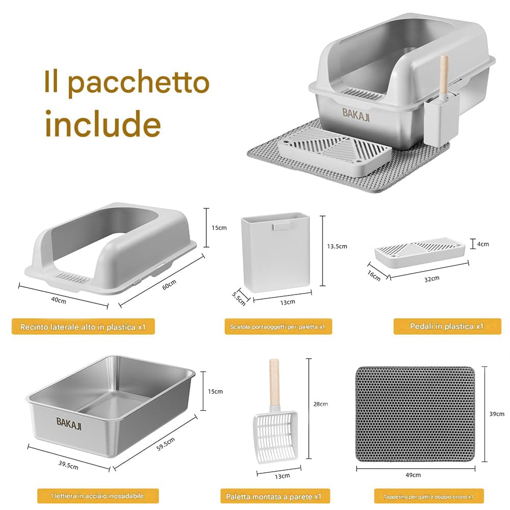 Lettiera per Gatti Acciaio con Tappetino e Pedana Anti Sabbiolina Capacità 35L in Contenitori per lettiere e cassette igieniche Esplodia - Napoli, commercioVirtuoso.it