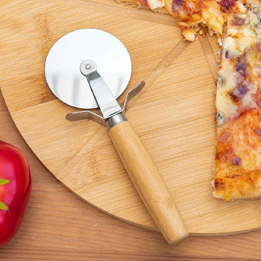 Tagliere Pizza Bambù 35cm con Rotella Taglia Pizza Ecologico e Robusto (6 Spicchi) in Piatti da pizza Danyx - Casoria, commercioVirtuoso.it